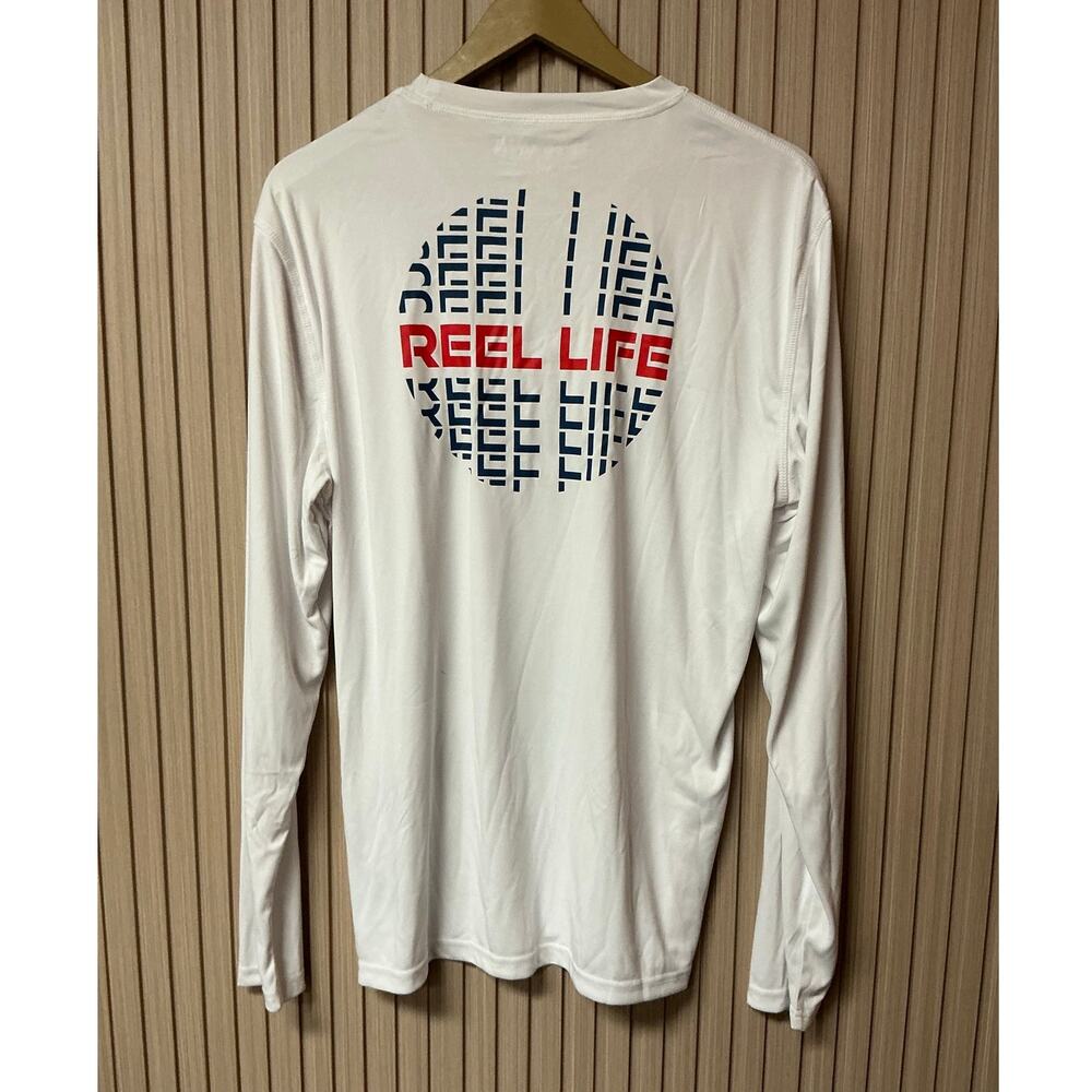 Reel Life Men's Sun Defender Long Sleeve UV Tee White Size M - Picture 3 of 7